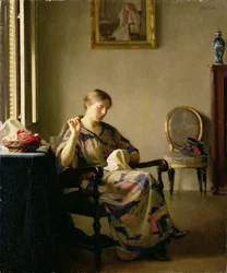 Frau beim Nähen, ca. 1913